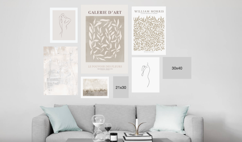gallery wall art visualizer on Desenio used to help decorate shelves