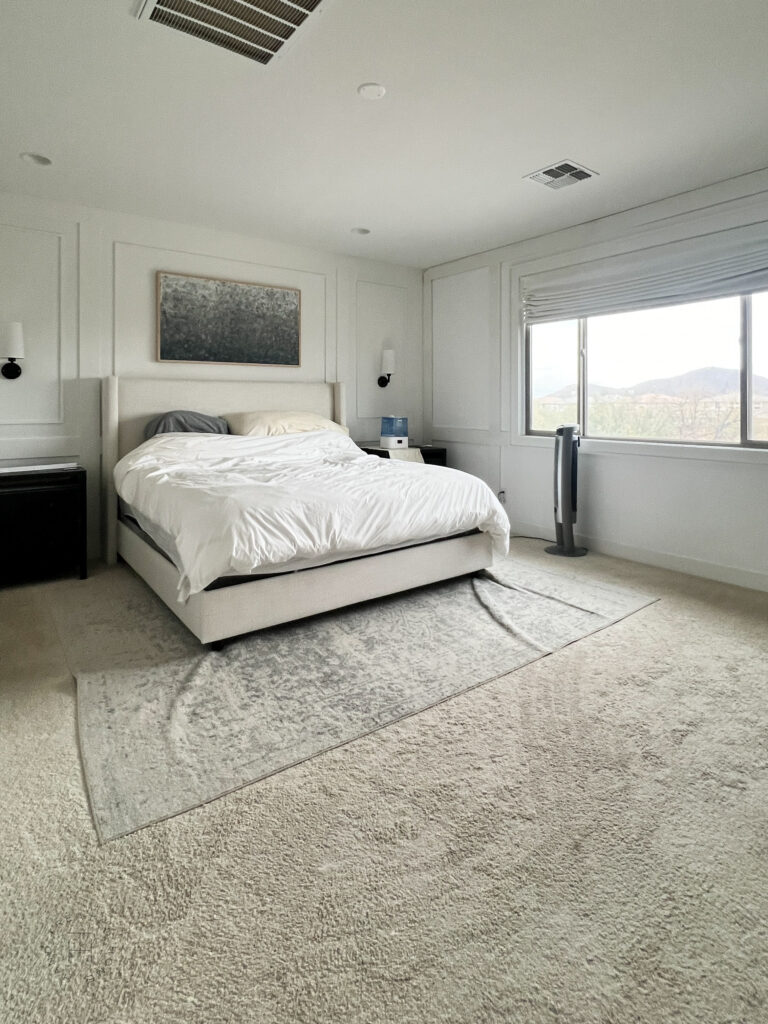 bedroom beige carpet before photo
